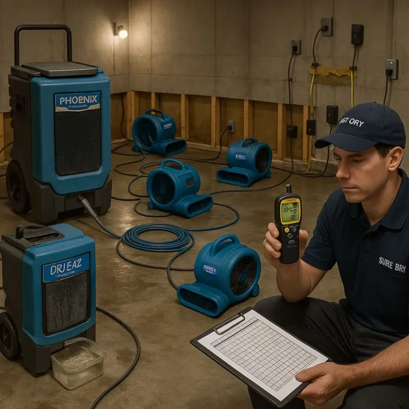 Structural Drying and Dehumidification process in Wyndham, VA